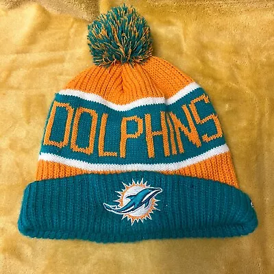 Miami Dolphins Beanie Hat Cap Mens Orange One Size Knitted Outdoor Casual Adult • $18.88