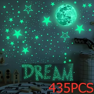 435Pcs Glow In The Dark Luminous Stars Moon Wall Stickers Kid Room Ceiling Decor • $8.88