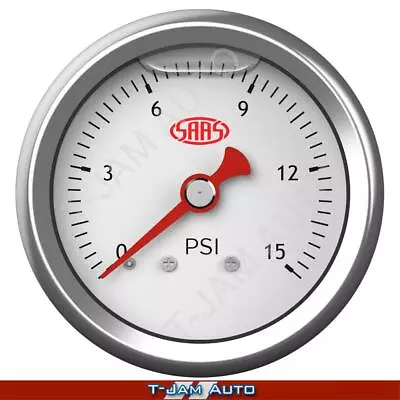 SAAS Liquid Filled Fuel Pressure Gauge 41mm White 0-15PSI • $40.45