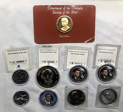 $37.50 • Buy Lot Of 9 - American Mint Uncirculated Medal Coin Token Proof Mint Gold Silver