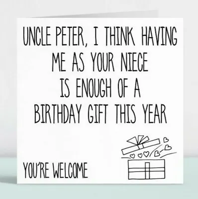 £3.49 • Buy Personalised Funny Happy Birthday Card Gift For Him Uncle From Niece Humour 159