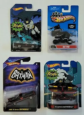 HOT WHEELS (Lot Of 4) BATMAN '66 Classic TV & Dark Knight Movie Diecast Cars NIP • $29.99