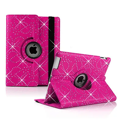 £3.41 • Buy For Apple IPad PU Leather Diamond Case Cover 360 For Rotating Stand All Models 