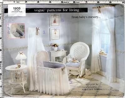 $12.99 • Buy  Room To Grow  ©1997 Vogue Sewing Craft Pattern 1905 Bassinet/Table Skirt + More