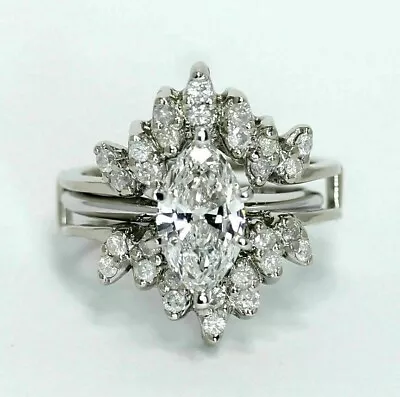 2.00 CT Marquise Cut Moissanite Enhancer Guard Wrap Ring White Gold Plated • $135.99