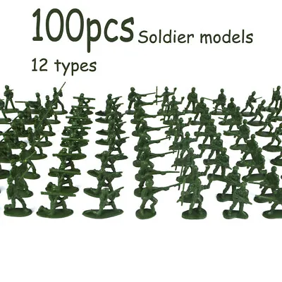 100 Pcs Military Playset Plastic Toy Soldiers Army Men 3.8cm Figures US STOCK . • $6.38