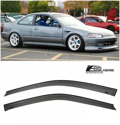 For 92-95 Honda Civic Coupe JDM Smoke Tinted Side Window Visors Rain Guard EG SI • $26.99