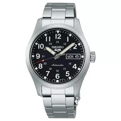 Seiko 5 Sports 'In The Metal' Midfield Auto Black Dial Steel Bracelet SRPJ81K1 • £240