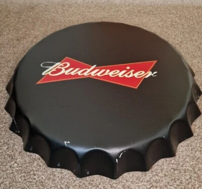 £9.99 • Buy BUDWEISER 35cm Bottle Top Tin Wall Sign Man Cave Pub Cafe Scratched See Photos 