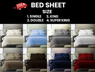 Fitted Sheet Luxury Soft Bed Sheet 100% Egyptian Cotton With Pillowcases • £4.99