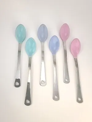 Set Of 6 Munchkin Baby Spoons Rubber And Stainless Steel Pink Blue Teal  • $8.90