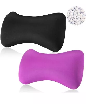 2 Pcs Microbead Neck Pillow 15  X 8  X 2  Soft Pillow (Purple And Black) • £17.34