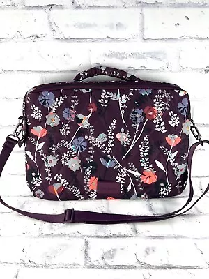 Vera Bradley Laptop Portfolio Crossbody Bag 16”x11” Purple Floral Flowers Handle • $35