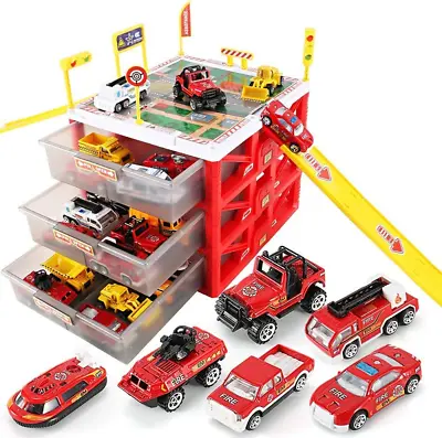 Parking Lot Car Garage Playset Matchbox Cars PlaysetsVehicle Toy Fire Car Stora • $52.99