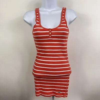 Hollister Tank Top Small Orange Striped Camisole Wide Strap Ribbed Stretch • £6.75