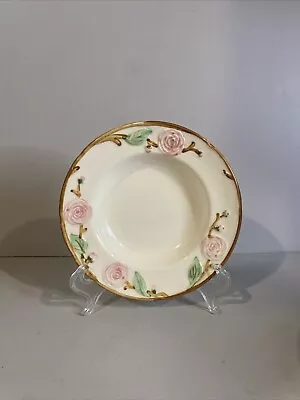 Vintage Metlox Hand-Decorated Camellia Brown Rim Fruit Bowl-6 1/8 Inches • $7