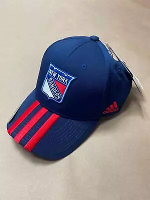 ADIDAS NHL NY Rangers Navy Locker Room 3 Red Stripe Adjustable Hat - RARE • $19.98