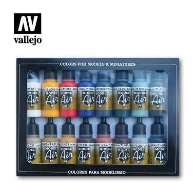 Vallejo 71178 Model Air Basic Colour Paint Set - 16 X 17ml Paint Bottles • £26.95
