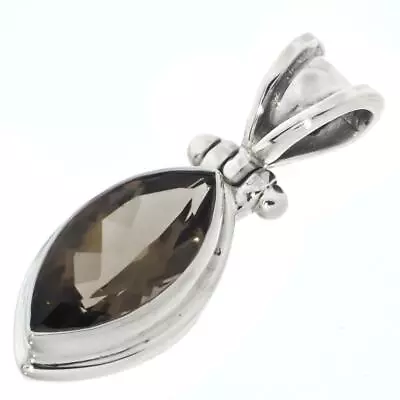 925 Silver Sparkling Smokey Quartz Marquise Cut Gem Sterling Pendant 1  • $19.95