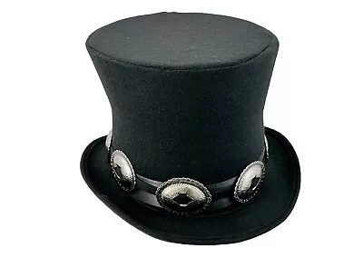 Black Felt Top Hat Large Conch Victorian Steampunk Mad Hatter Slash Rock Costume • $39.99