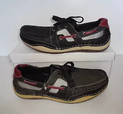 £16.98 • Buy Mens Yachtsman Leather Casual Black Shoes Comfort Boat Deck Trainers UK Size 8