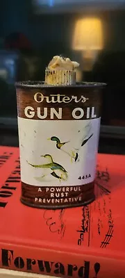 Vintage Outers Hunting Gun Oil Tin Can W/ Ducks Oval Shape • $19