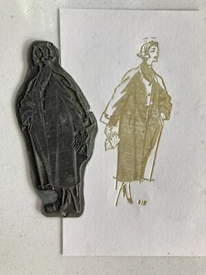 £10 • Buy Vintage 1950s Letterpress Printing Plate Ladies Fashion