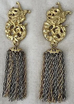 VTG DRAGON Tassel Brooch Pair - Spectacular - HIGH COUTURE  • $50