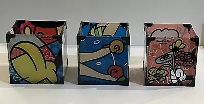 Romero Britto Set Of 3 Disney Glass  Votives • $85