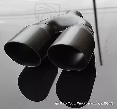 Black Dual / Twin 3.5  Round Exhaust Muffler Tip 7.75  Width & 2.5  Inlet ID • $85