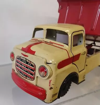 Marx Prototype Truck. Hand Painted Toy Dump Truck. 12.5   Cream And Red. • $550