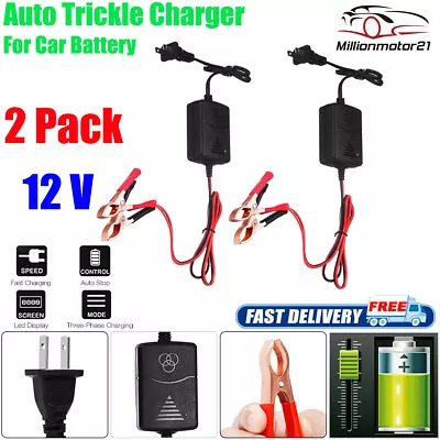 $14.59 • Buy 2Pcs Car Battery Charger Maintainer Auto 12V Trickle RV For Truck Motorcycle ATV