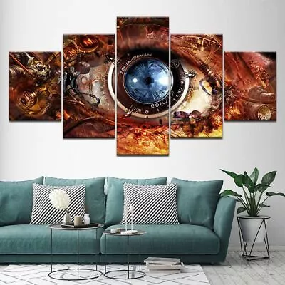 5 Pieces Steampunk Abstract Eye Lens Canvas Wall Art Futuristic Sci Fi Poster • $13.46