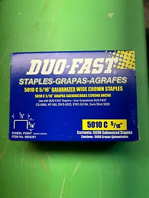 Duo-Fast 5/16  X 1/2  20 Gauge Crown Chisel Galvanized Staples Qty/5000 5010c • $16.98