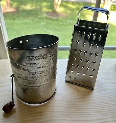 Vintage Bromwell Metal Sifter & No Brand Cheese Grater • $10