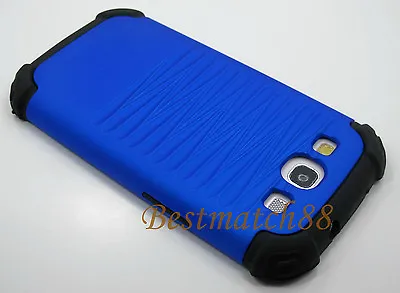 For Samsung Galaxy I9300 S3 SIII Case Blue Black Hybrid Rugged Dual Layer  • $7.80