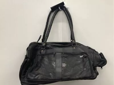 Vintage Black Leather Duffel Bag • $9.99