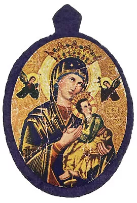 Vintage Catholic Our Lady Perpetual Help Colorized Felt Scapular • $8.99