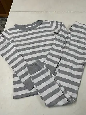 Hanna Andersson  100% Organic Cotton  Gray  Striped  Long Johns Pajamas  130   8 • $18