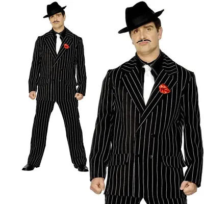 New Adult Gangster Zoot Suit Costume Mens 1920s Mafia Fancy Dress Outfit • $68.90