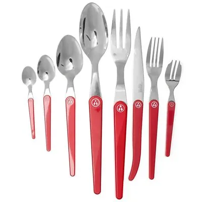 Laguiole Evolution Red Stainless Steel Service Table Cutlery Set Of 26 Piece Set • £59.99