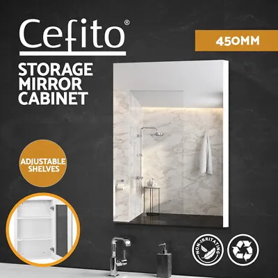 Cefito Bathroom Mirror Cabinet 450x720mm Vanity Medicine Shaving Makeup White • $96.95