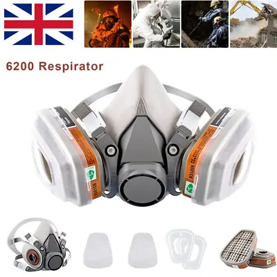 PRO 6200 Half Face Gas Mask Cover Painting Spraying Respirator Work Facepiece • £8.49