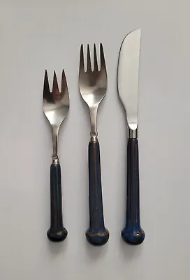 Denby Stainless Flatware  Kismet Regency Blue Dinner Fork Salad Fork Or Knife Xa • $16.95