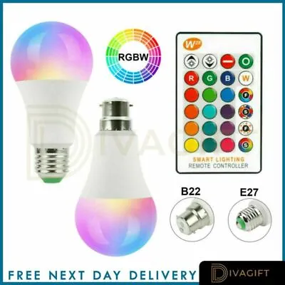 B22 10W RGB Led Bulb Light 16 Colour Changing Remote Control Bayonet Screw Lamp • £5.59