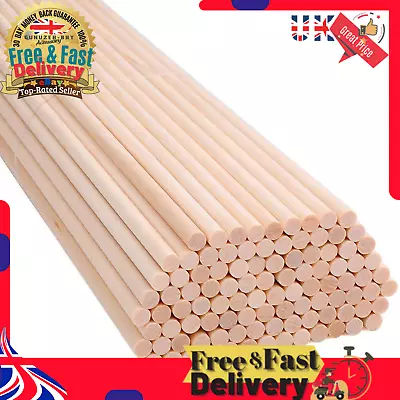 100Pcs Wooden Dowels Wood Craft Sticks Rods 15cm X 4mm Hardwood Art* • £8.89