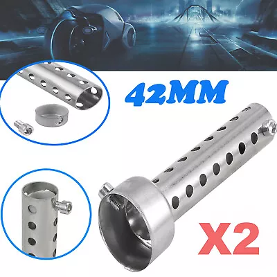 2Pcs 42mm Motorcycle Exhaust Silencer MufflerInsert Baffle DB Killer Silver • $18.95