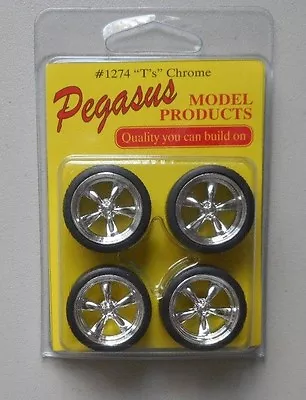 T's CHROME RIMS W TIRES PEGASUS 1:24 1:25 CAR MODEL ACCESSORY 1274 • $8.99