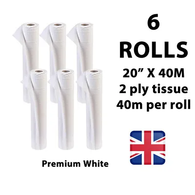 6 Rolls White 20  X 40M Couch Roll Hygiene Roll Medical Salon Beauty Bed Paper • £24.99