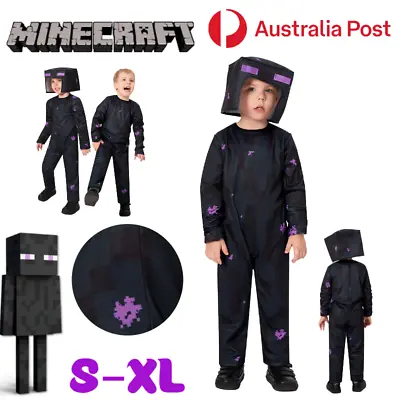 Minecraft Enderman Cosplay Costume Jumpsuit Headgear Mask Kids Christmas Gifts • $25.92